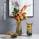 Axyaa Enamel Color Crystal Glass Vase, High-End Transparent Glass, Elegant Living Room Decor