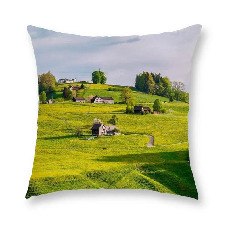 Axyaa Blue Sky Grassland Cushion Cover 45x45cm for Home Decor and Comfort