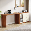 Axyaa L-Shaped Desk with Drawers & Reversible Storage Cabinet, Modern Home Office Study Desk