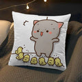 Axyaa Peach Cat Soft Cushion Cover 45x45 for Bed Sofa Home Decor