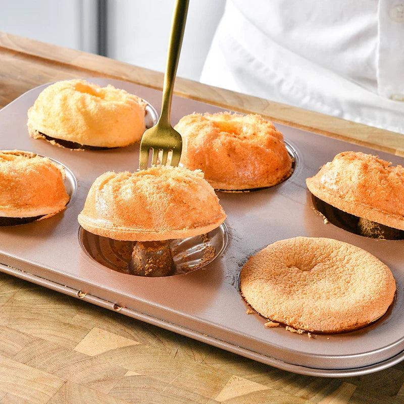 Axyaa 6 Hole Non-Stick Cake & Pastry Mould - Carbon Steel Baking Tray