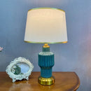 Axyaa Modern Blue Ceramics Table Lamp LED Vintage Simple Creative Bedside Desk Light