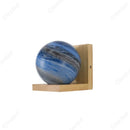 Axyaa Glass Planet Wall Lamp: Solid Wood Fixture for Bedroom and Living Room