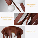 Axyaa Nordic Brown Leather Ceiling Chandelier LED Fixture - Modern Round Design