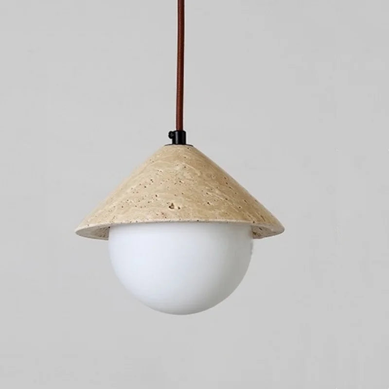 Axyaa Stone Glass LED Wall Light 70CM Adjustable Yellow Travertine Wabi Sabi Bedroom Lamp