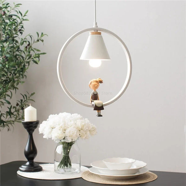 Axya Iron Ring Pendant Lights Nordic Modern Bird Light Fixtures LED Luminaire