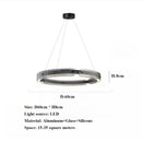 Axyaa Black Glass Ring Chandelier LED Pendant Light for Modern Nordic Home Decor