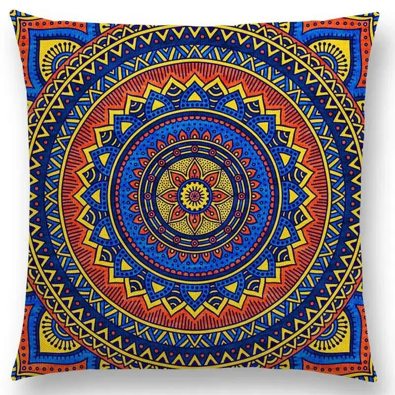 Axyaa Boho Rainbow Mandala Pillow Case Sun Moon Flowers Dream Fantasy Cover