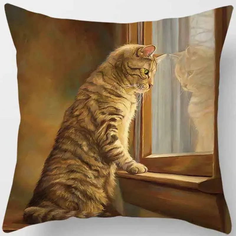 Cute Cat Print Pillowcase for Home Decor - Axyaa Brand