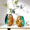 Axyaa Glass Vase - Abstract Ripple Transparent Hydroponic Flower Vase