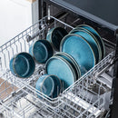 Axyaa Blue Reactive Glaze Ceramic Tableware Set, 12/24Pcs with Dinner, Dessert Plates, Bowls