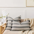 Axyaa Striped Pillowcase with Tassel Detail for Home Sofa Decor