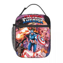 Axyaa Insulated Captain America Lunch Bag: Reusable Thermal Bento Box for Picnic