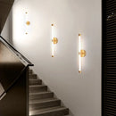 Axyaa Black Gold Iron Tube LED Wall Sconces for Living Room Bedroom Lighting