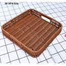 Axyaa Rattan Woven Fruit Tray, Storage Basket, Tea Tray, Picnic Snacks Organizer
