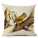 Axyaa Elegant Floral Bird Pattern Linen Cushion Cover 45x45cm for Living Room Sofa