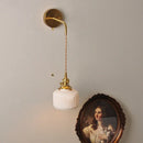 Axyaa Copper Ceramic LED Pull Chain Wall Light Fixture