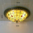Axyaa Pastoral Glass Ceiling Lamp - European Style Colorful Round Fixture