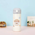 Axyaa Cute Cartoon Vacuum Flask Stainless Steel Thermal Water Bottle Straw Cup