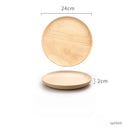 Axyaa Solid Wood Round Tea Plate for Desserts, Fruits, and Snacks