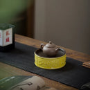 Axyaa Plum Orchid Ceramic Tea Tray with Water Storage Cover