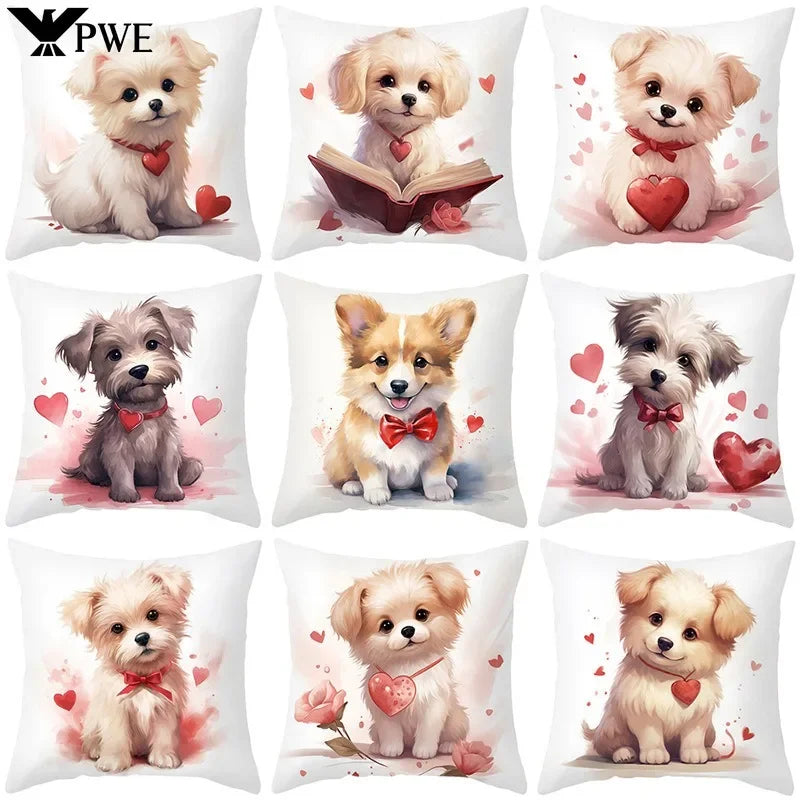 Cute Pet Dog Print Cushion Cover for Sofa by Axyaa