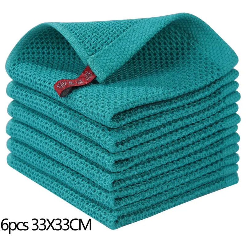 Axyaa Waffle Weave Kitchen Towel Set Absorbent Quick Dry Dishcloth Wash Cloth