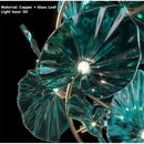 Axyaa Green Glass Leaf Crystal Chandelier for Hotel Lobby and Kitchen Island
