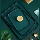 Axyaa Dark Green Rectangular Tray for Storage & Service of Fruit, Jewelry, Tableware