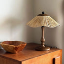 Axyaa Walnut Fabric LED Table Lamp: Retro Nordic Modern Home Decor Ornament