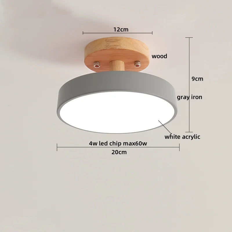 Axyaa LED Wood Acrylic Ceiling Light Fixture Wedge Nordic Living Room Lamp