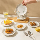 Axyaa Flower Ceramic Relief Dinner Plate Set for Pasta, Bread, Dessert - Restaurant Tableware