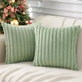 Axyaa Faux Rabbit Fur Plush Pillow Cover: Soft Striped Cushion for Home Sofa