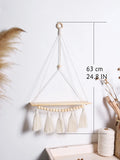 Axyaa Macrame Floating Wall Shelf for Modern Home Decor