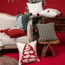 Axyaa Christmas Tree Jacquard Embroidery Throw Pillow Cover