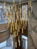 Axyaa Luxury Crystal LED Chandelier for Living Room Custom Hanging Lamps