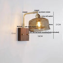 Axyaa Rotating LED Wall Light Fixture - Wood and Copper Bedside Lamp