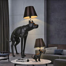 Axyaa Resin Dog Floor Lamp with Fabric Shade - Artistic LED Lighting for Living Room