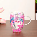 Axyaa Double Wall Glass Cup with Handle, 300ml, Ins Style, Heat Resistant