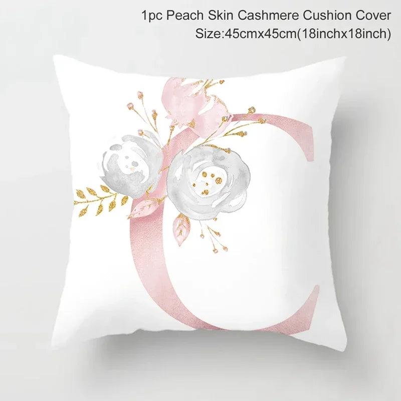 Axyaa Pink Letterwork Cushion Cover 45*45cm, Wedding Party Decor, Elegant Wedding Pillow