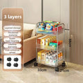 Axyaa Transparent Multilayer Acrylic Trolley with Wheels for Home Storage Shelf