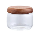 Axya Acacia Wood Glass Storage Jar for Tea, Snacks, and Grains