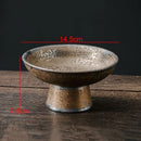 Axyaa Retro Ceramic Fruit Tray High Foot Dessert Plates for Home Kitchen Tableware