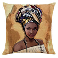 Axyaa African Women Style Linen Pillow Cover 45x45cm