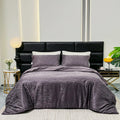 Luxurious Stain Duvet Cover Set - Silky Solid Color & Jacquard Quilt Cover - Axyaa Queen Bedlinens