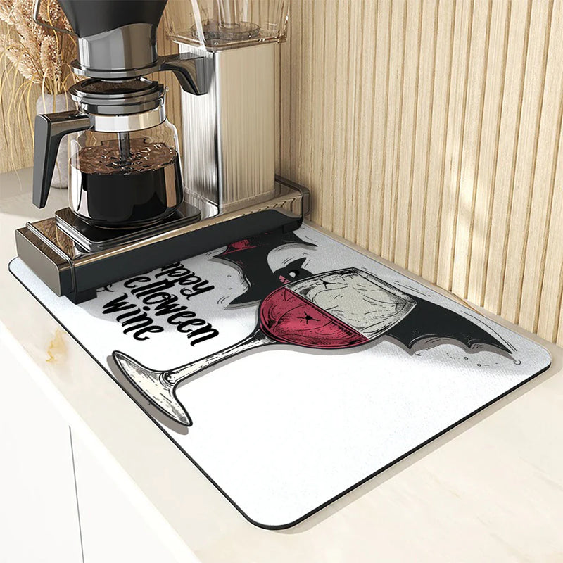 Axyaa Halloween Absorbent Draining Mat for Kitchen and Bathroom