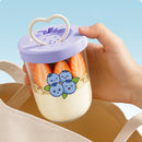 Axyaa Double-Layer Oat Container with Fork - Reusable Leak Proof Salad Cup