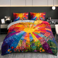 Axyaa Rainbow Sunrise Flower Field Duvet Cover Set - 3 pieces