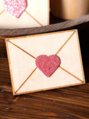Wooden Envelope Ornaments with Pink Hearts by Axyaa: Valentine's & Wedding Decor