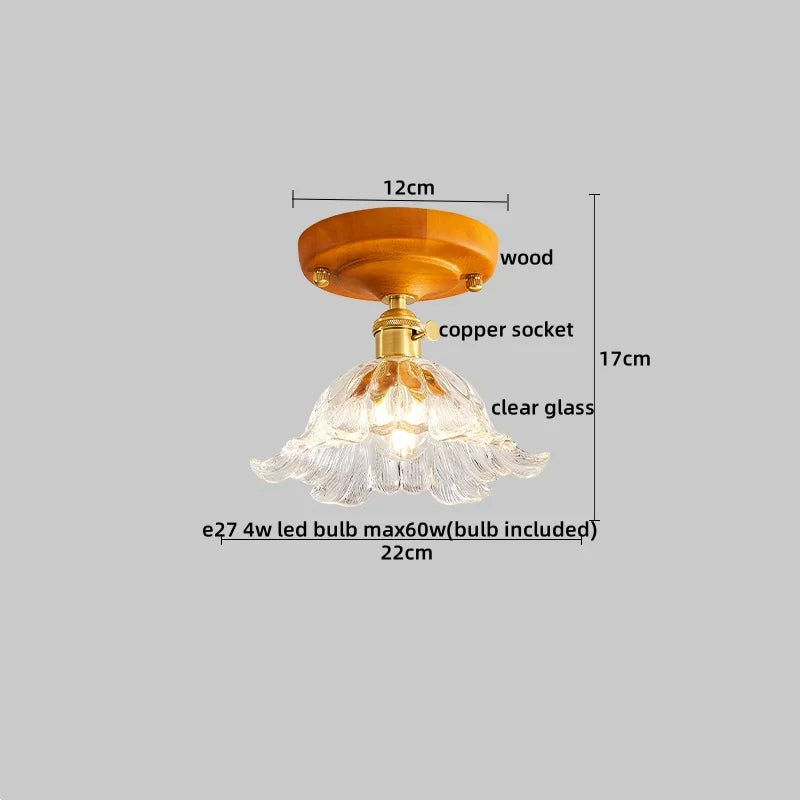 Axyaa Copper Wood LED Ceiling Lamp Modern Indoor Lighting Fixtures
